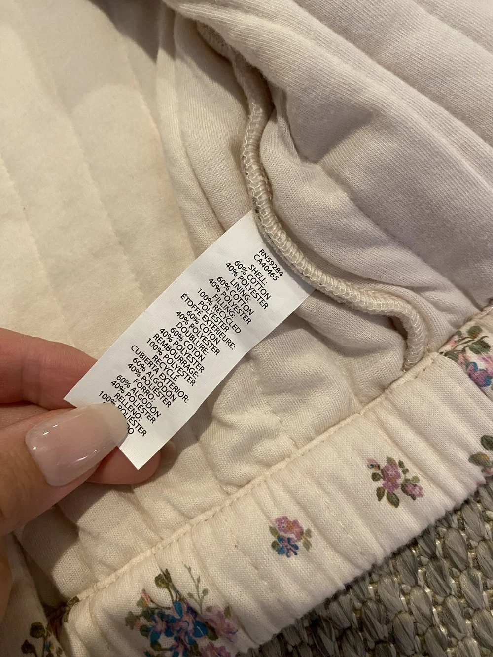 The Children's Place Floral Quilted Jacket Cream with Pink & Blue Flowers